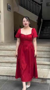 Đầm Maxi Bigsize 50-90KG Nhẹ Nhàng Dễ Thương Gọn Dáng Đi Làm Đi TiệcĐi Chơi-D305-Ú Xinh Store(Maxi Kaki Dập Hoa Nổi)