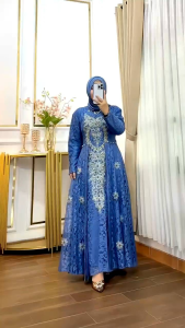 Dress Brokat Farasa Premium Ori – Gamis Pesta Bordir Payet Mewah Broklat Corneli | Mudra Collection