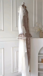 Dress IMPORT bordir brokat mix renda IMPORT mix tulle dotty IMPORT Gamis Mewah Kondangan Lebaran