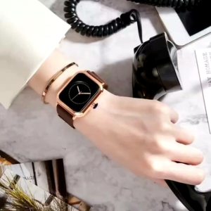 JAM TANGAN WANITA PERSEGI PANJANG KASUAL SPORTY MEWAH KUARSA ANTI AIR JAM TANGAN WANITA/CEWEK STRAP SILIKON