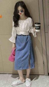 (DIJUAL TERPISAH ) SETELAN ANAK CEWEK RIBBON BACK MIDI SKIRT MODIS KEREN IMPORT