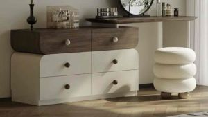 Bàn trang điểm Bàn làm việc kèm tủ đựng đồ cốt gỗ MDF chân bệt đa năng có thể xoay tùy chỉnh EAGLEY TG-18