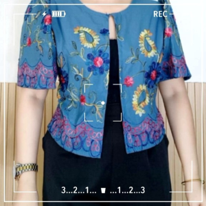 Modern Filipiniana Cotton Embroidered Bolero Blazer for Women - Short Sleeves - Casual Wear