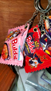 Buldak Spicy Ramen Miniature Keychain Waterproof Vinyl Sticker 7 cm by 5 cm