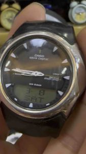 Đồng hồ nam chỉ mặt máy không dây hiệu CA$IO QUARTZ dòng máy WAVE CEPTOR size 43mm chạy hai đồng hồ vừa kim vừa điện tử 4 cốt chỉnh chức năng báo thứcgiờ thế giớiđồng hồ bấm giờchronograbhđèn sáng chống nước tốt với đáy vít chống nước 10bar