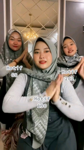 Edisi Abu - Hijab VOAL MOTIF PREMIUM Jilbab Segiempat LaserCut