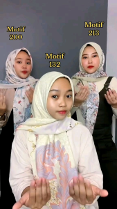Edisi Cream - Hijab VOAL MOTIF PREMIUM Jilbab Segiempat Cream Beige LaserCut