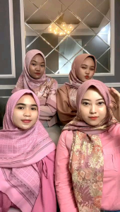 Edisi Pink - Hijab VOAL MOTIF Jilbab Pink Dusty Choco Mauve Segiempat LaserCut
