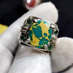 Natural Persians Nishapur green turquoise solid silver 925 ring