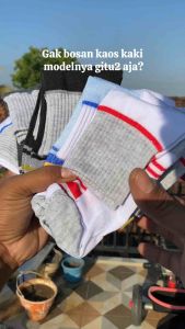 12 Pasang Kaos kaki Sport New Motif garis pria wanita dewasa tebal lembut anti bakteri Olahraga