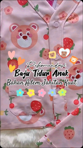 Piyama Anak Premium Usia 1-10 Tahun Bahan Adem Tanpa Kerah