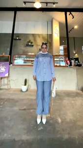 Marisha Set Manza Denim By Dhewastyle - Setelan Wanita Celana Dan blouse