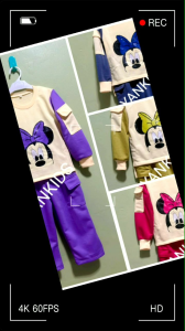 Baju Setelan Cargo Anak Perempuan Gambar Mickey Usia 1-10 Tahun Bahan Baby Tery