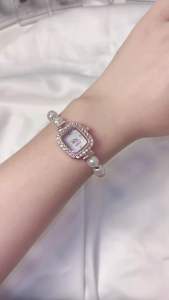 Billie Jam Tangan Wanita Serut Terbaru Tali Mutiara Persegi fashion BS228
