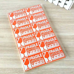 Stiker Fragile / Stiker Label Fragile 9 x 5 cm Merah Jelas Cantik