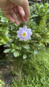 พวงกุญแจดอกไม้กำมะหยี่ Mini Purple ขนาด 5*5 ซม