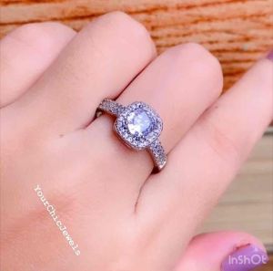Cincin Perak Berlian Kotak SDG Anti Luntur & Cincin Wanita Dewasa Terbaru 2024