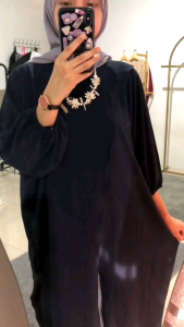 Mecca Long Tunik Basic Semi Kaftan Premium Crinkle Airflow