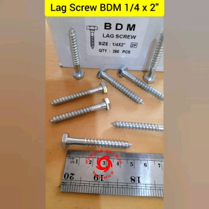 (5 pcs) Lag Screw 1/4\" x 2\" / Desk Screw / Baut Kayu 5 CM Kunci 10
