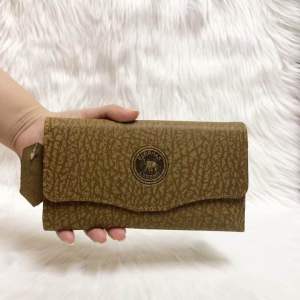 Ví da voi thật màu nâu vàng ánh đồng kích thước 19cm-10.2cm-2cm