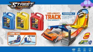 Race Car Toy Fuel Tank Track for Kids 2-in-1 Mode Racing Tracks Speed-Up carsStorage Box Track Toy Gift for Kids Boys