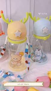 BOTOL MINUM ANAK TANDUK RUSA 600ML gambar printed (bukan stiker) / botol anak sekolah