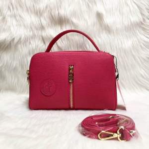 Túi xách da voi thật màu hồng kích thước ngang 22cm- cao 15cm- rộng 9cm