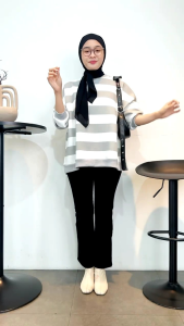 BLOUSE STRIPE RUGBY OVERSIZE SALUR BIRU BABYTERRY IMPORT JUMBO BIGSIZE XXL