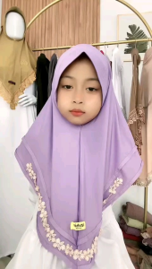 Hijab Instan Anak Polos Kombinasi Rempel Melati/Jilbab Harian Anak Arshila by Azvhira