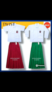 Setelan Seragam Sekolah Perempuan SD MI Madrasah Ibtidaiyah Merah Putih Bahan Sunwash Twist Licin
