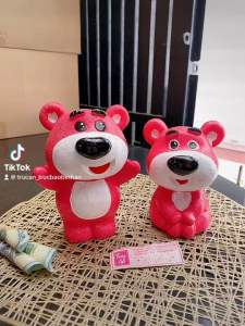 (18x11x13cm) 🧸 Heo đất Gấu dâu Lotso nhỏ chất liệu thạch cao sản phẩm handmade 100% với nước sơn Bạch Tuyết bóng đẹp