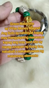 Green Malachite Bracelet Money Bracelet w/PiYao Buto ng Sinukuan