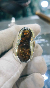 Natural Untreated Mexico Fire agate silver handmade ring