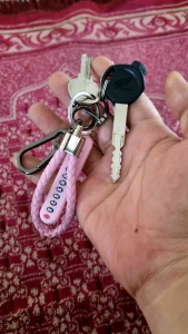 Set Gantungan Kunci Mobil Motor Tag No HP Buckle Tali Car KeyChain stainless steel