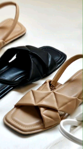 Sandal Flat Wanita Tali Belakang Model Silang Kekinian Elegan Sendal Cewek Size 37-41