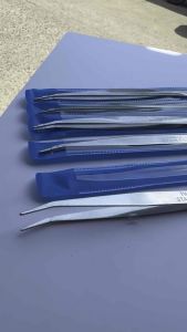 1pc. 5.9” Long Stainless Tone Bent Curved Tip Tweezers Forceps Plier Hand Tool Sewing Accessory