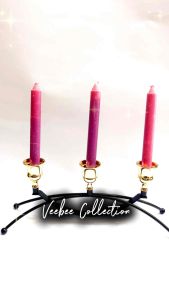 Tempat Lilin hitam kuningan 3pc SQ-5/ Wadah Lilin/ Standing Lilin/ Tatakan Lilin