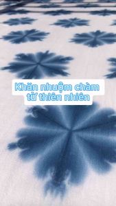 [190*70cm] Khăn quàng cổ cotton nhuộm chàm tự nhiên khăn đi biển khăn nhuộm chàm indigo dye