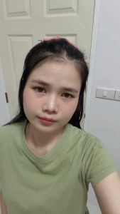 Cotton100% Casual Crop Top T-Shirt สีเขียวตุ่น แขนสั้น คอกลม Y2K สไตล์เรียบหรู