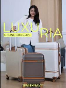 SWISHNAVY กระเป๋าเดินทาง ล้อลาก รุ่น The Luxuria S01 ขนาด 20 24 28 นิ้ว วัสดุ PC คาดด้วยสายหนังเรียบหรู รุ่นพรีเมี่ยม