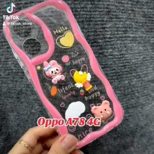 [ Ảnh thật ] Case ốp lưng Oppo A78 4G dẻo viền màu lượn sóng hình nổi cute dễ dàng dày dặn chống sốc bảo vệ camera
