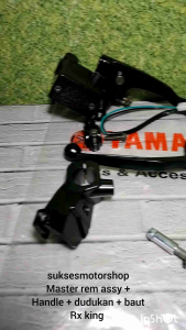Paketan master rem atas rumah minyak rem assy + handle set rem dan kopling + dudukan spion kiri dan baut yamaha rxking rx king new