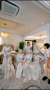 Couple Gamis Lebaran - Couple Gamis - Couple Kemeja - Baju Couple Lebaran - Family Set - Sarimbit Lebaran - Gamis Couple - Gamis Cream - Dress Cream - Baju Koko