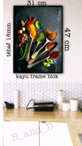 Hiasan Dinding Dapur Gambar Masakan Ukuran 47x31 Dekorasi Buah Bumbu Dapur restoran Rumah makan Cafe