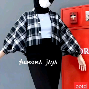 Baju Atasan Wanita Hijab Style Batwing Flanel
