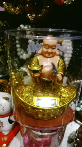 Lucky Charm Buddha Solar Energy W/. Money bar Feng shui lucky charm abundance money.for business.