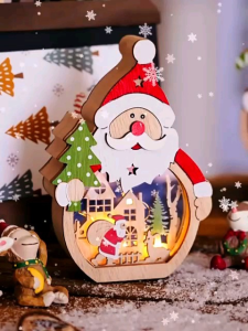 (SG Seller) ECO Christmas Santa Snowman tree snow xmas deco real tree stump tabletop standee mini tree with LED light