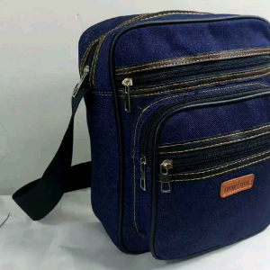 Tas Selempang Tas Bahu Waistbag Tas Serbaguna Fashion Pria Tas Bahan Denim 4 Resleting