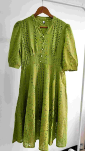 YS 59003 LEYLIA EMBROIDERY COTTON FLARE DRESS KATBOL KATUN BOLONG DRESS LENGAN PENDEK