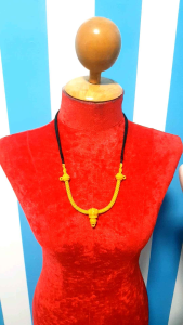 สร้อยคอแขวนพระขนาด3 ห่วงปรับรูดได้ สีเหลืองสด